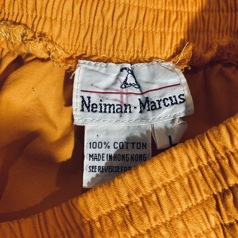 Neiman Marcus Orange Cotton Pull On Shorts Mens Large Lounge Beach Summer Resort